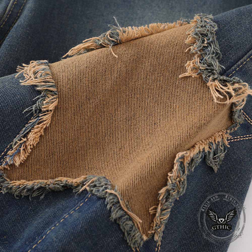 American Retro Star Patchwork Loose Denim Shorts