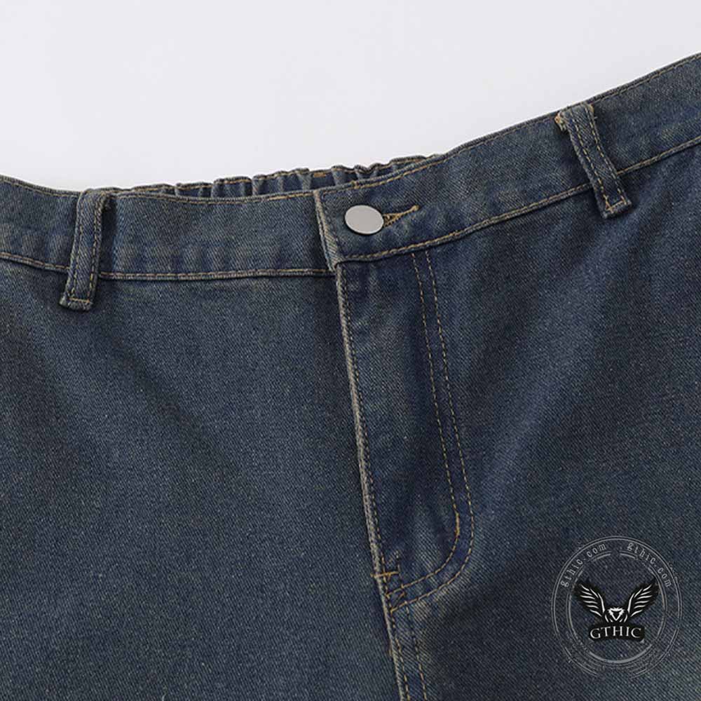 American Retro Star Patchwork Loose Denim Shorts