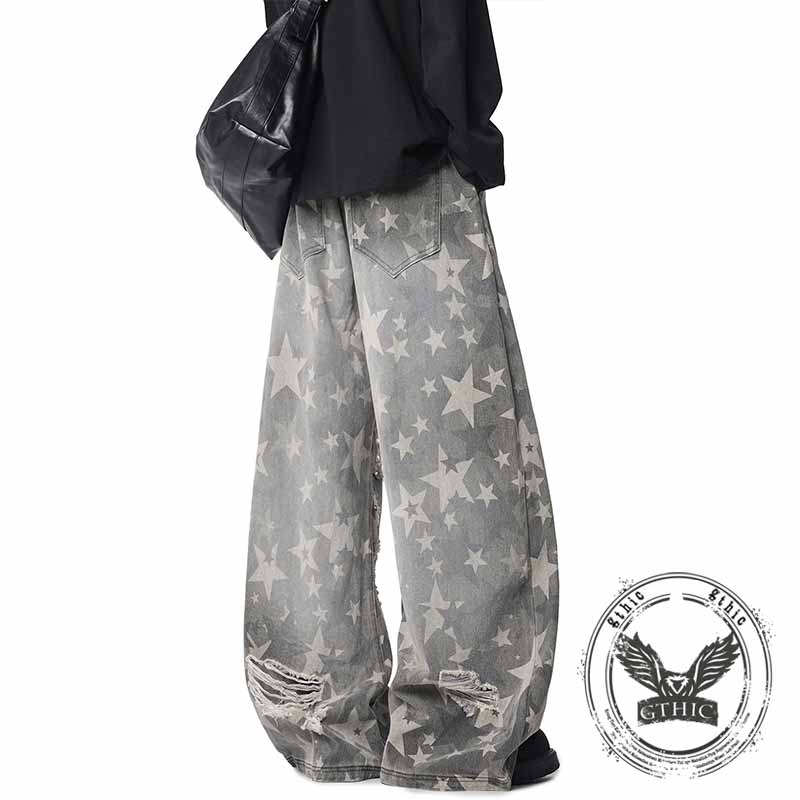 Pantalon Punk Homme en Coton Imprimé Crâne Patch