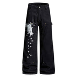 American Retro Star Print Versatile Cargo Baggy Jeans