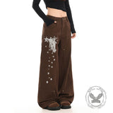 American Retro Star Print Versatile Cargo Baggy Jeans | Gthic.com