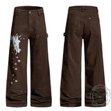 American Retro Star Print Versatile Cargo Baggy Jeans