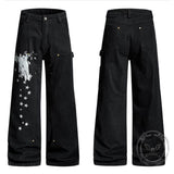 American Retro Star Print Versatile Cargo Baggy Jeans