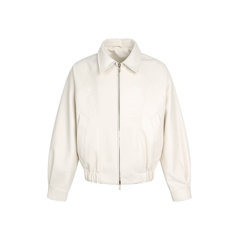 American Retro Straight Shoulder PU Leather Short Jacket