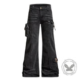 Pantalon Punk Homme en Coton Imprimé Crâne Patch