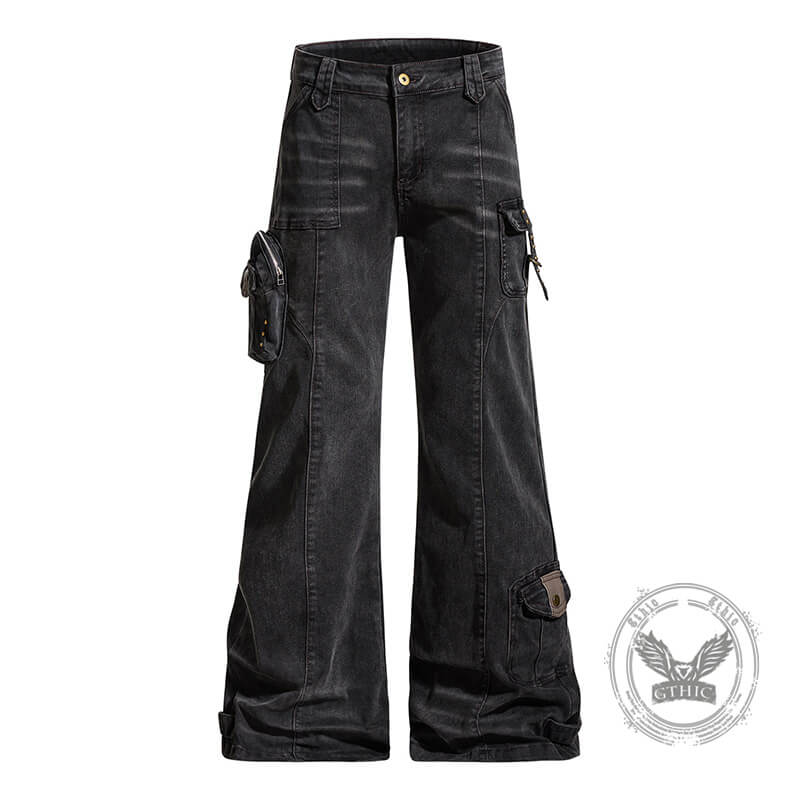 Pantalon Punk Homme en Coton Imprimé Crâne Patch