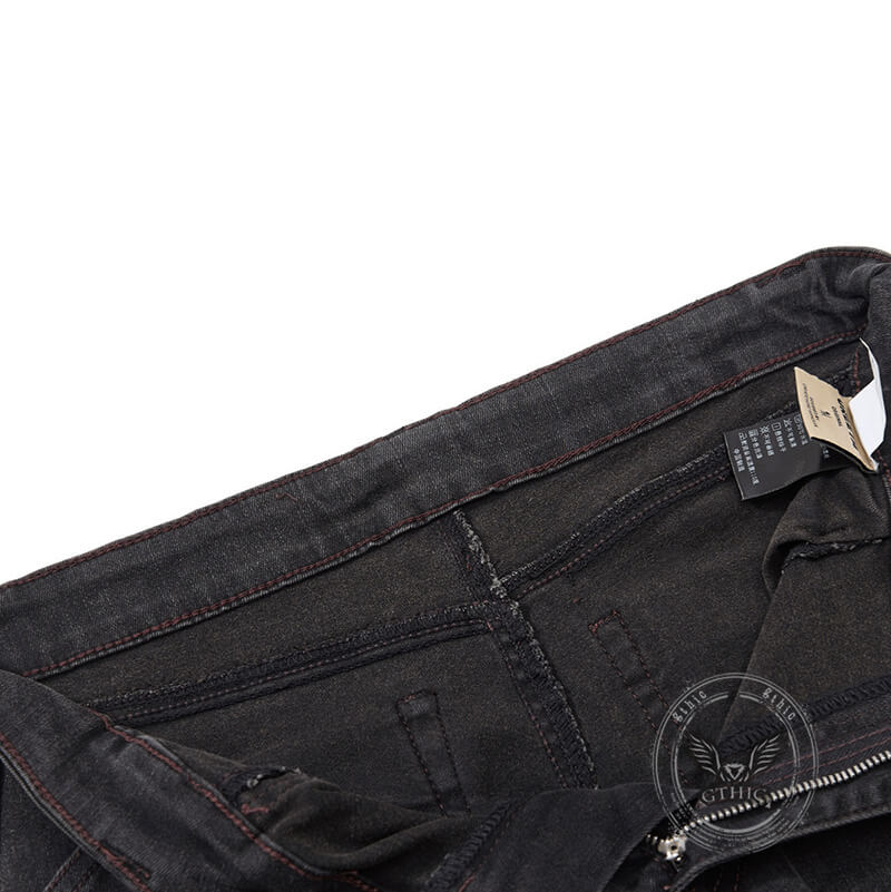 Pantalon Punk Homme en Coton Imprimé Crâne Patch