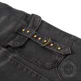 Pantalon Punk Homme en Coton Imprimé Crâne Patch