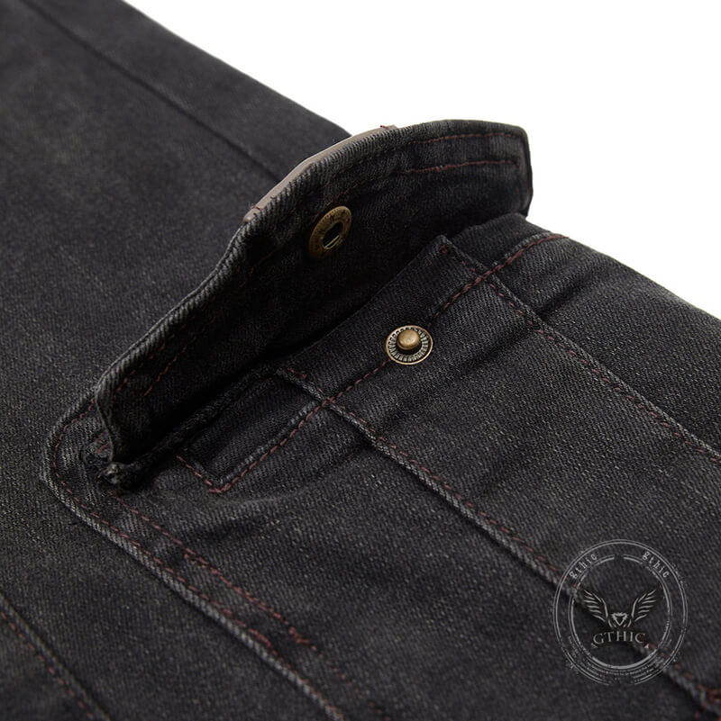 Pantalon Punk Homme en Coton Imprimé Crâne Patch