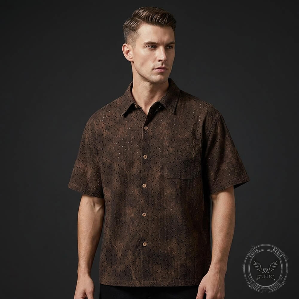 American Retro Textured Tie-Dye Loose Short-Sleeve Shirt