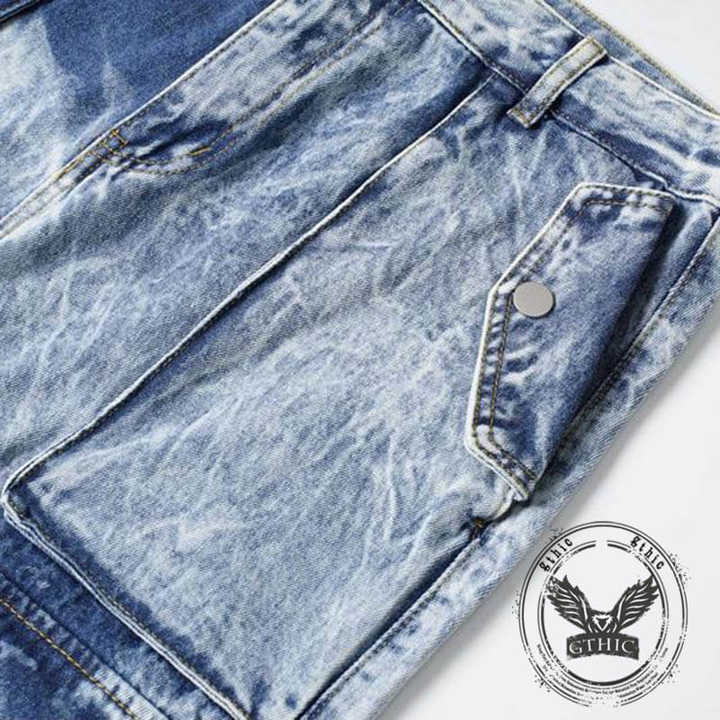 Pantalon Punk Homme en Coton Imprimé Crâne Patch