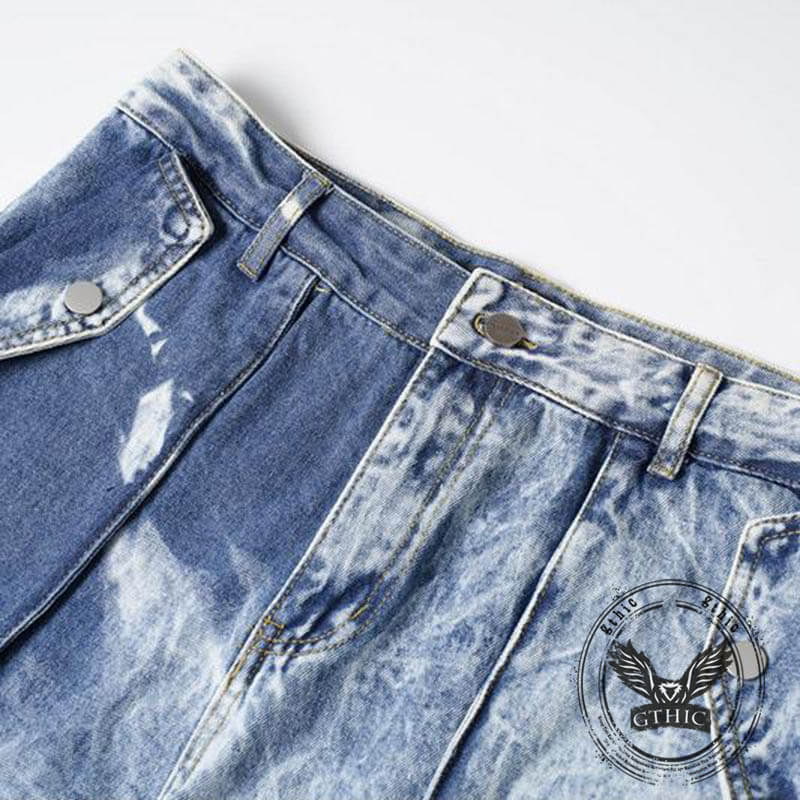 Pantalon Punk Homme en Coton Imprimé Crâne Patch