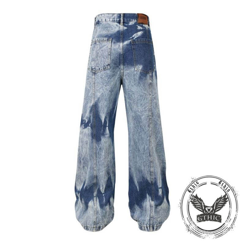 American Retro Tie-Dye Large Pocket Wide-Leg Jeans | Gthic.com