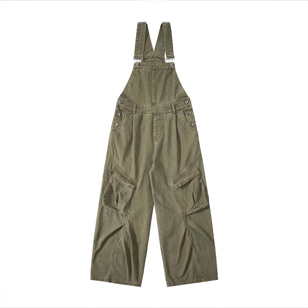 American Retro Wide Leg Large Pocket Cargo Overalls | Gthic.com
