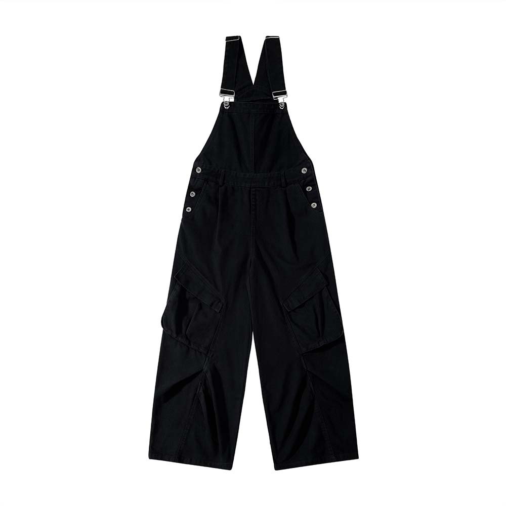 American Retro Wide Leg Large Pocket Cargo Overalls