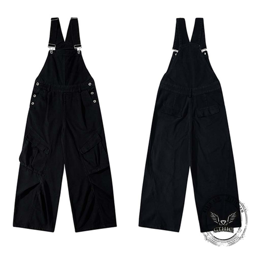 American Retro Wide Leg Large Pocket Cargo Overalls