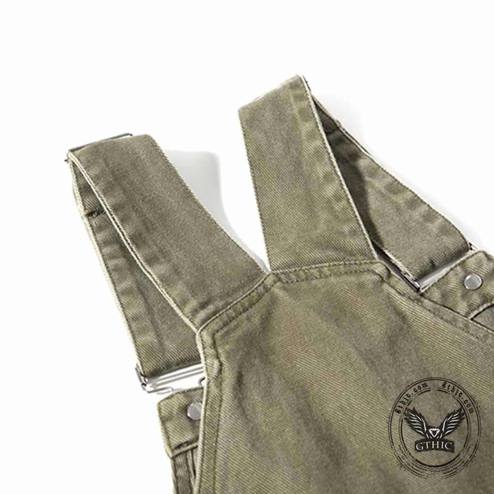 American Retro Wide Leg Large Pocket Cargo Overalls