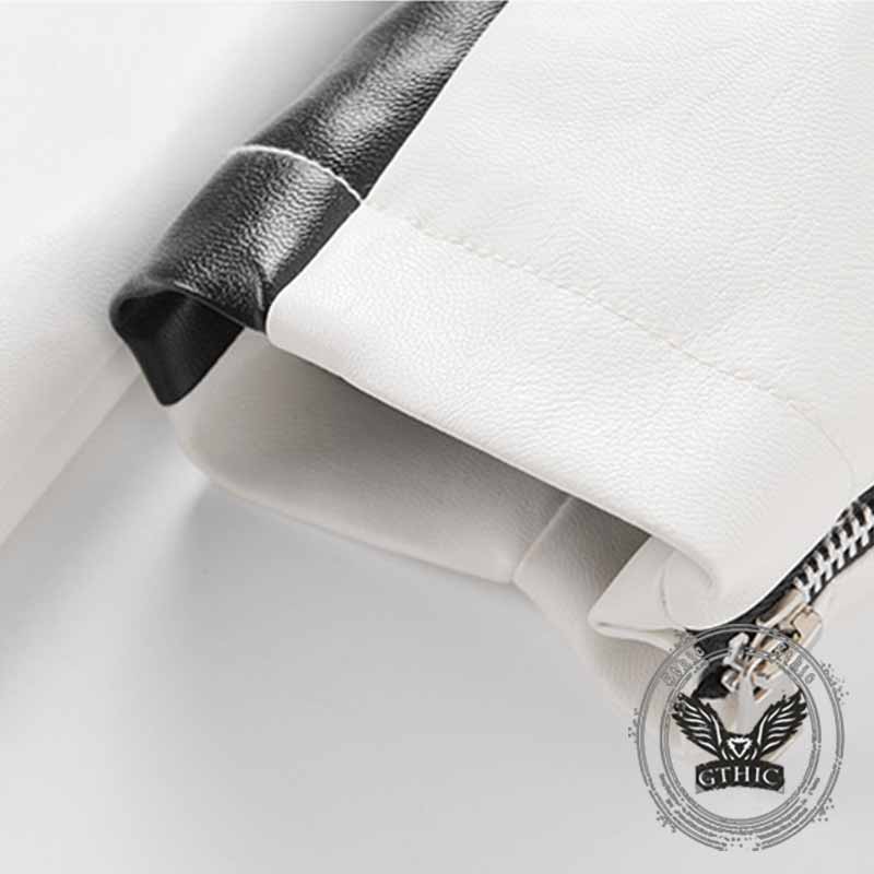 American Stand Collar PU Leather Printed Jacket