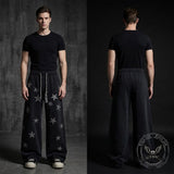 American Star-Print Loose Wide-Leg Casual Pants | Gthic.com