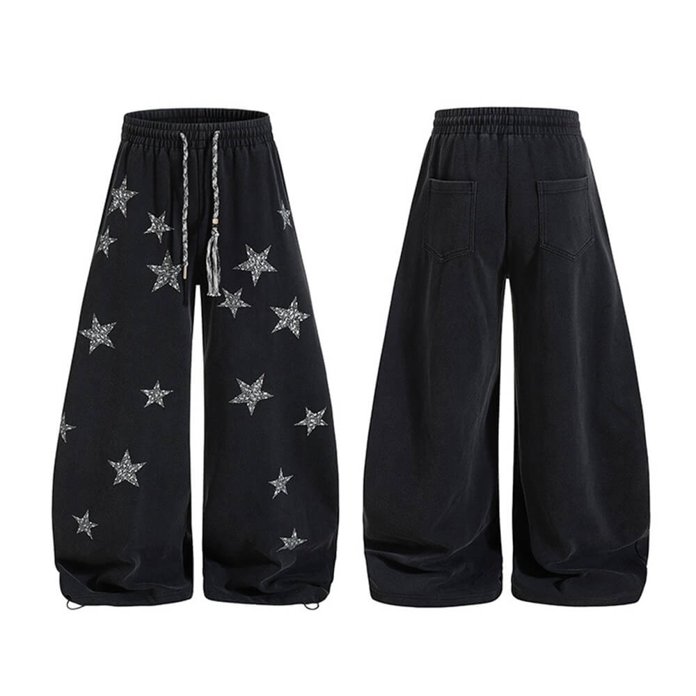 American Star-Print Loose Wide-Leg Casual Pants | Gthic.com