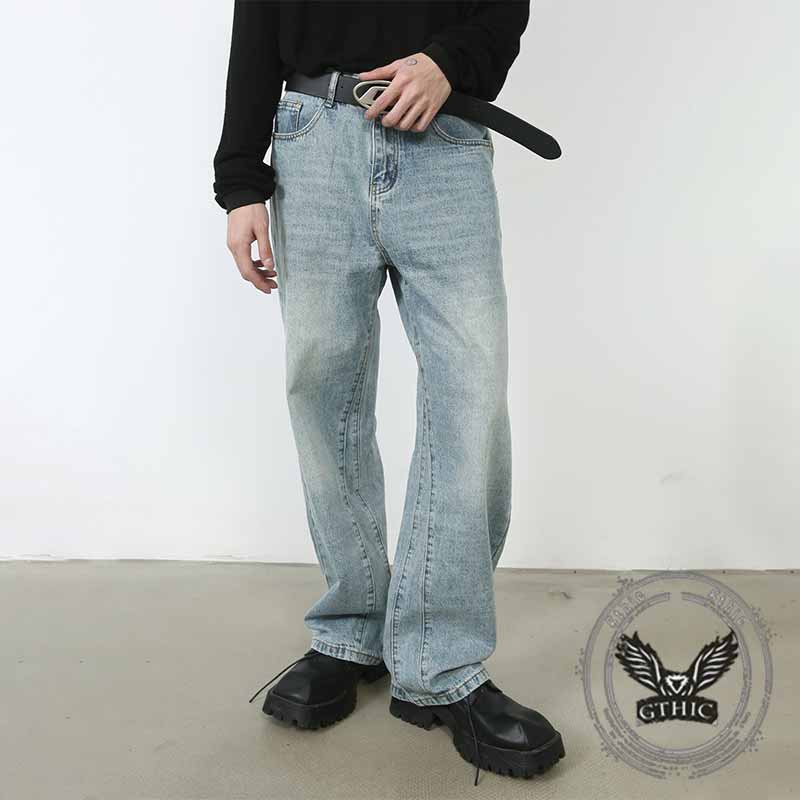 Pantaloni punk da uomo in cotone con stampa teschio patch