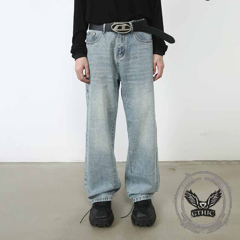 Pantaloni punk da uomo in cotone con stampa teschio patch
