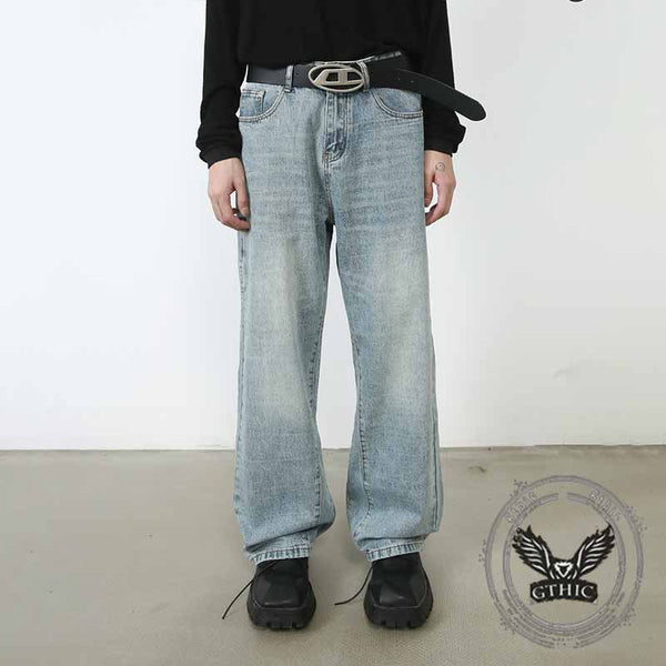 Pantaloni punk da uomo in cotone con stampa teschio patch