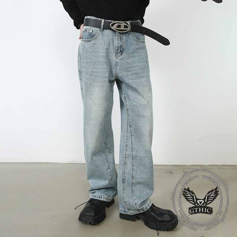 Pantaloni punk da uomo in cotone con stampa teschio patch