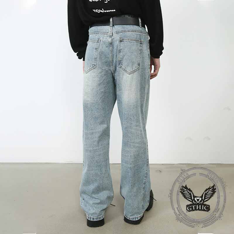Pantaloni punk da uomo in cotone con stampa teschio patch