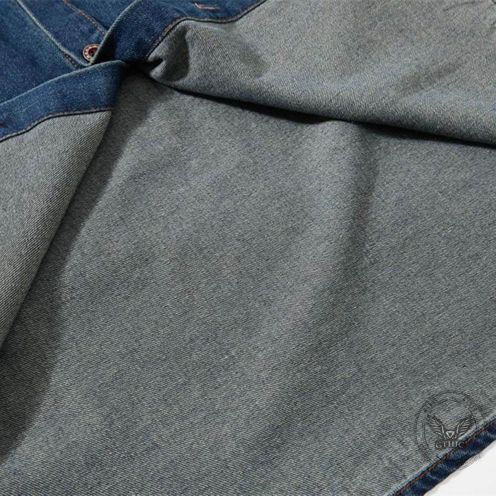 American Street Distressed Loose Lapel Denim Shirt