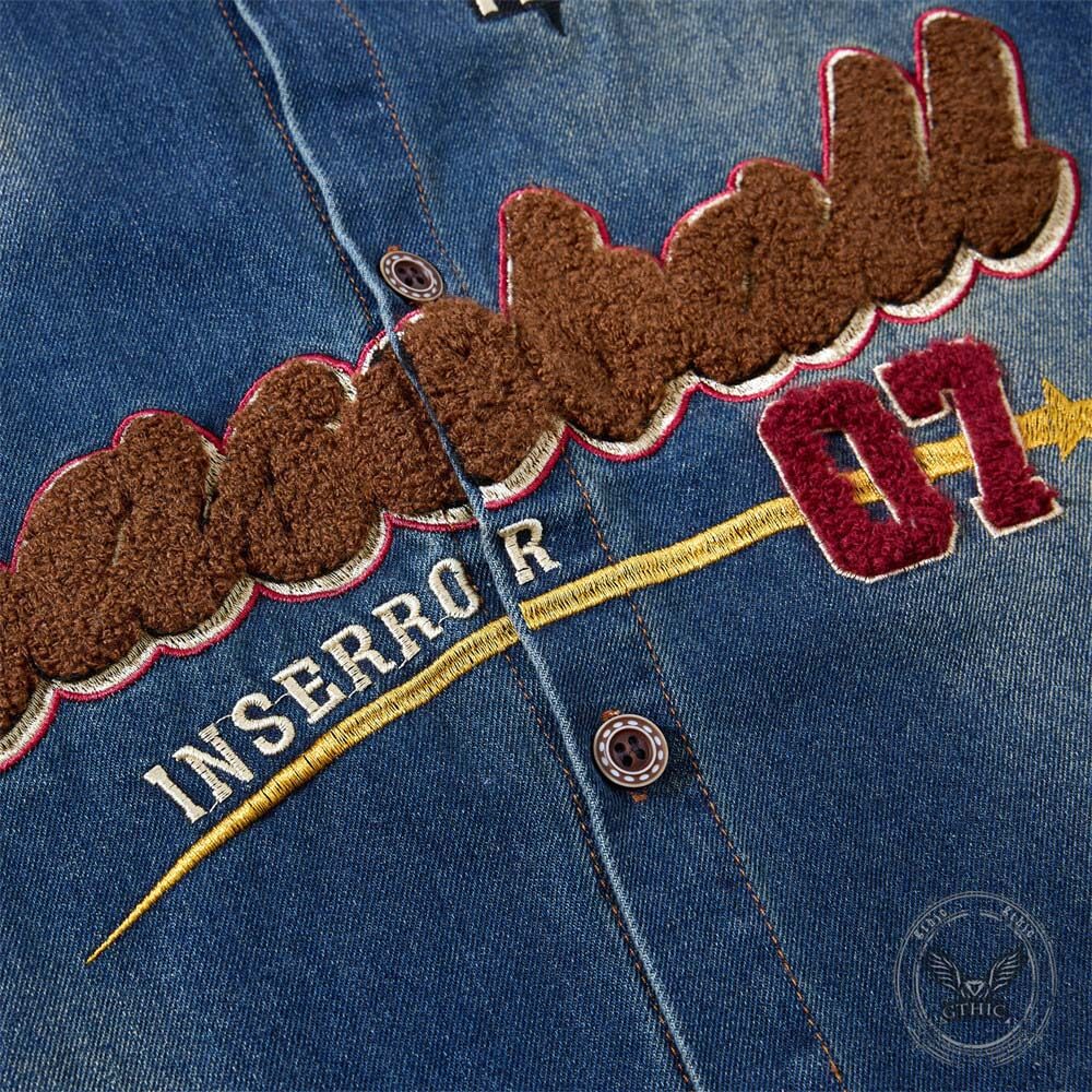 American Street Distressed Loose Lapel Denim Shirt