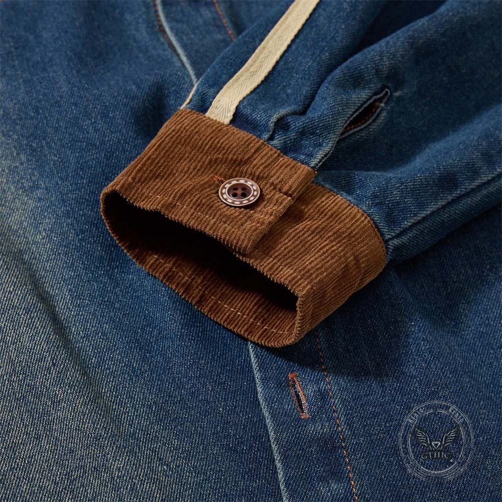 American Street Distressed Loose Lapel Denim Shirt