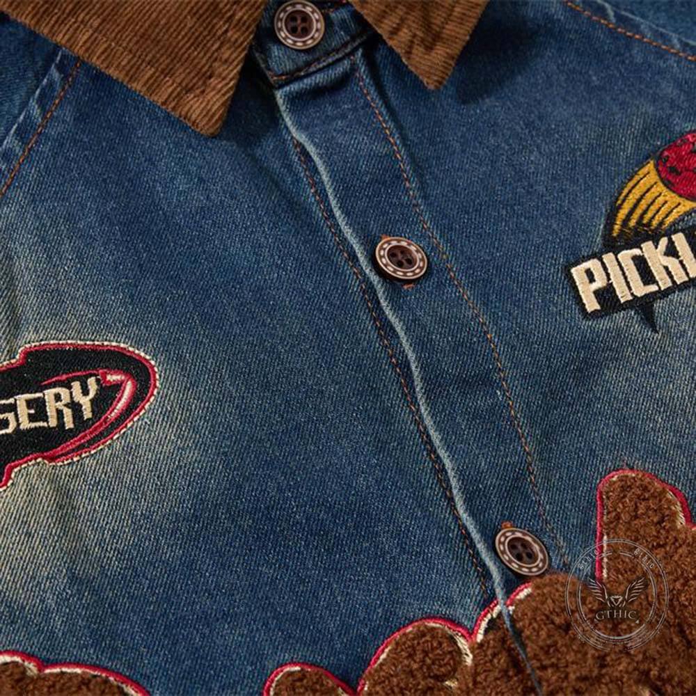 American Street Distressed Loose Lapel Denim Shirt