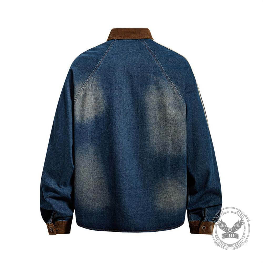 American Street Distressed Loose Lapel Denim Shirt