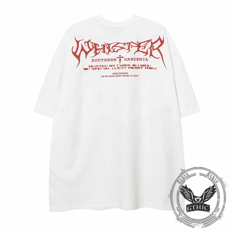 American Street Graffiti Crow Cross Print T-shirt