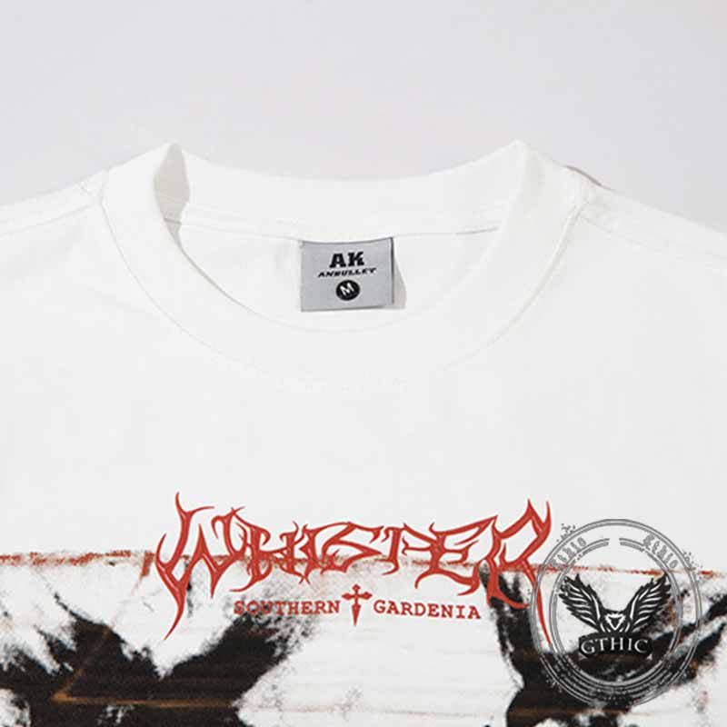 American Street Graffiti Crow Cross Print T-shirt