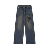 American Street Hip-Hop Spider Print Wide-Leg Jeans