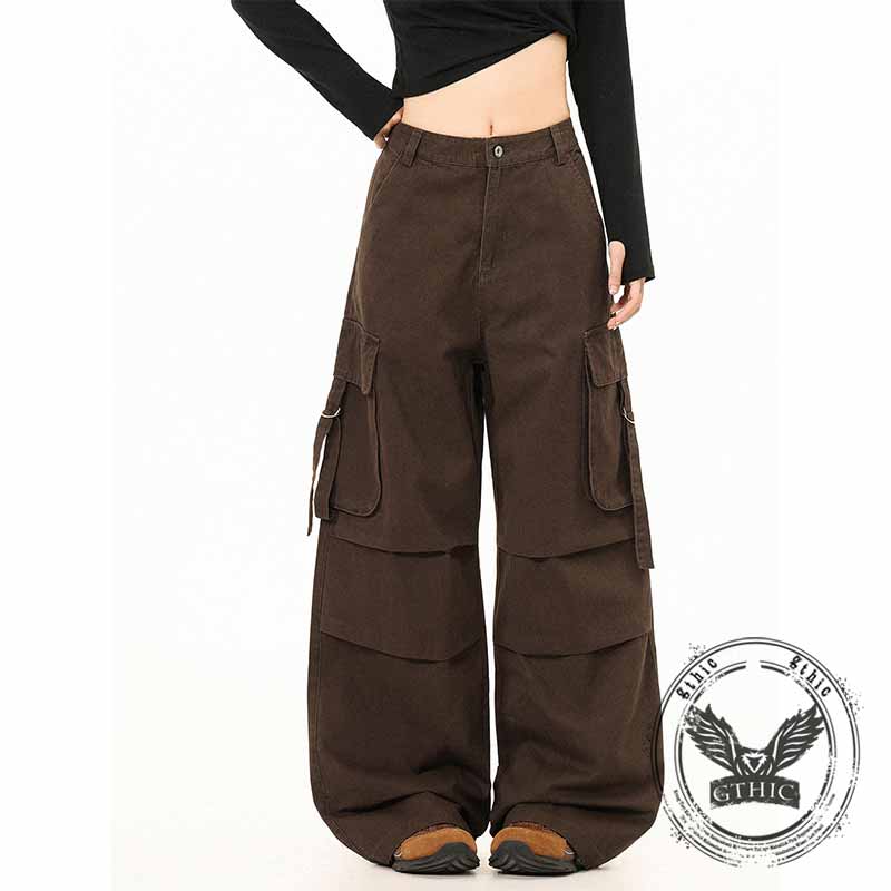 American Street Letter Print Multi-Pocket Cargo Pants | Gthic.com