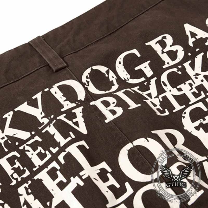 American Street Letter Print Multi-Pocket Cargo Pants