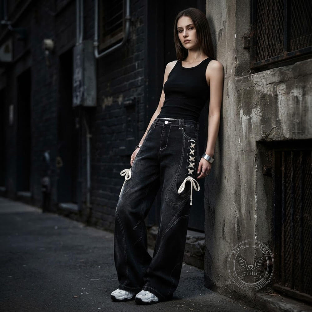 American Street Loose Wide-Leg Scimitar Jeans | Gthic.com