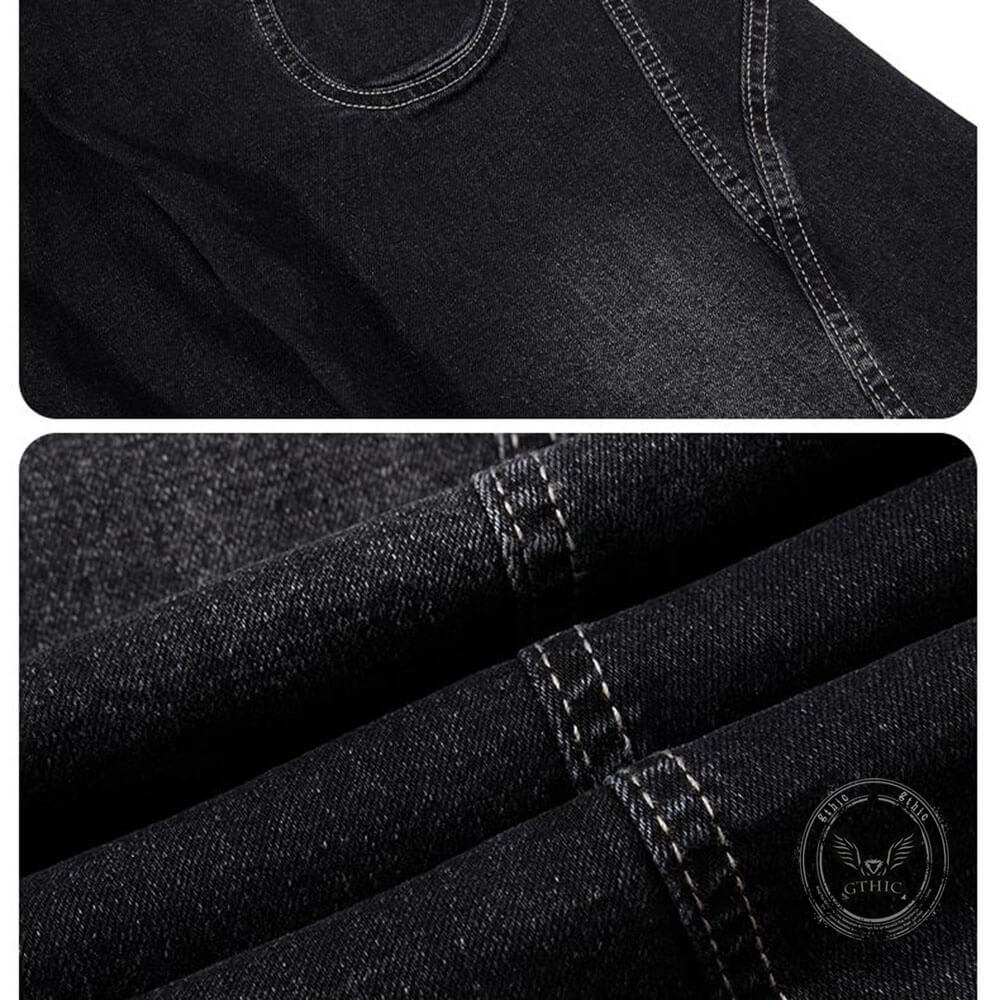 Pantaloni punk da uomo in cotone con stampa teschio patch
