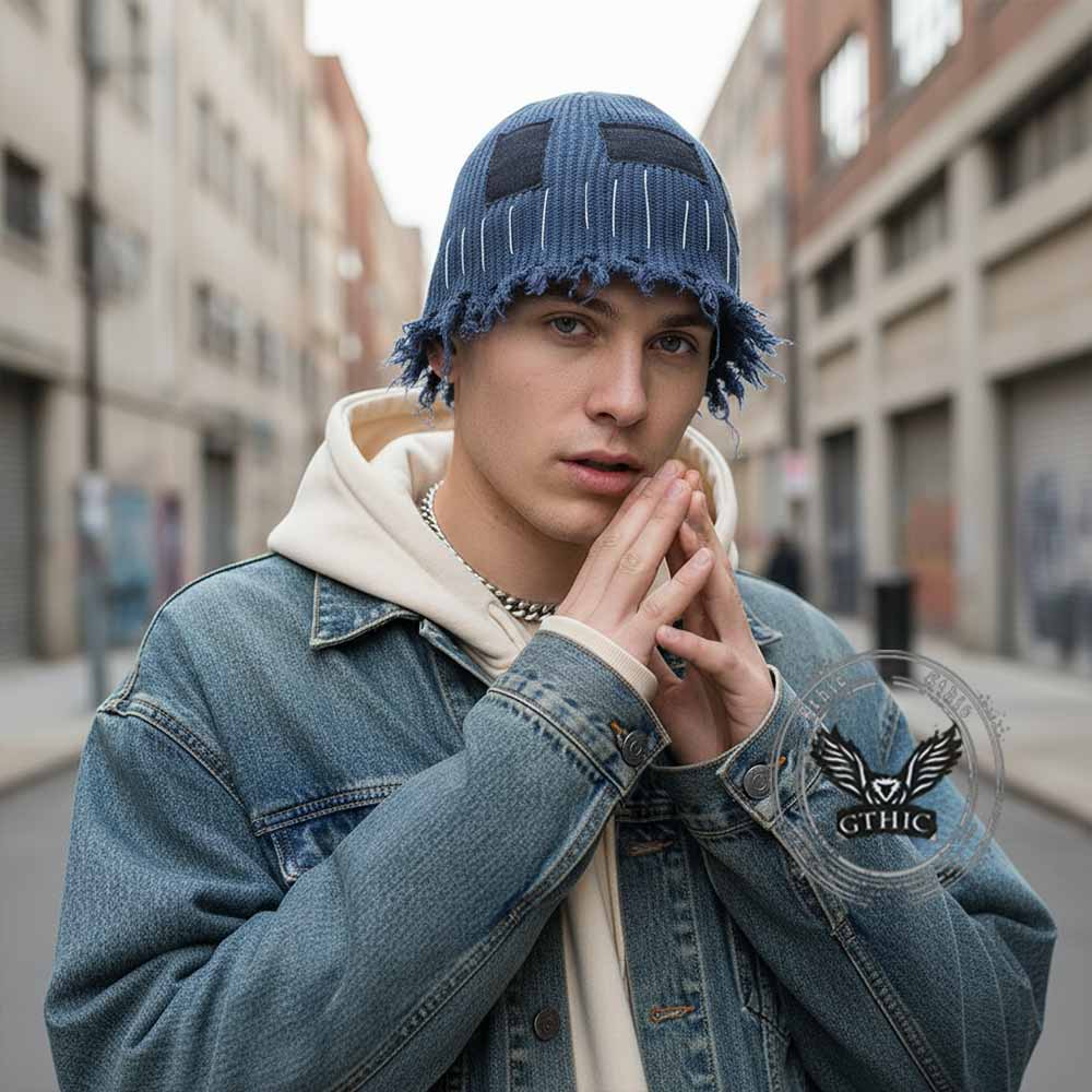 American Street Patch Design Ripped Beggar Hat | Gthic.com