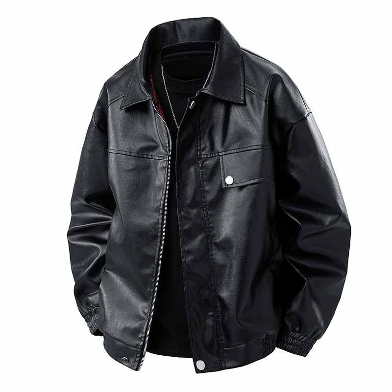 American Street PU Leather Loose Motorcycle Jacket 01 | Gthic.com