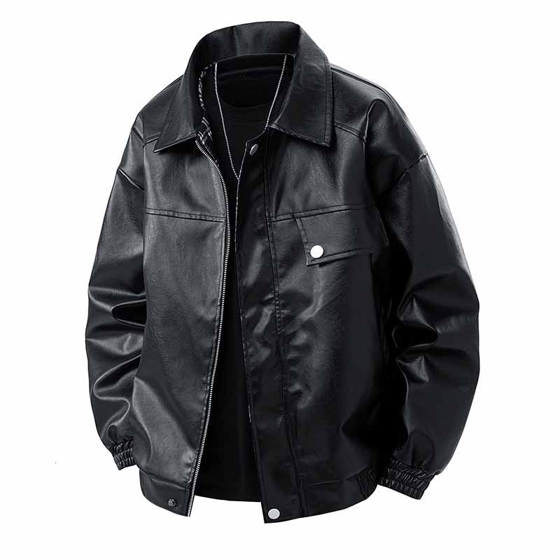 American Street PU Leather Loose Motorcycle Jacket 02 | Gthic.com