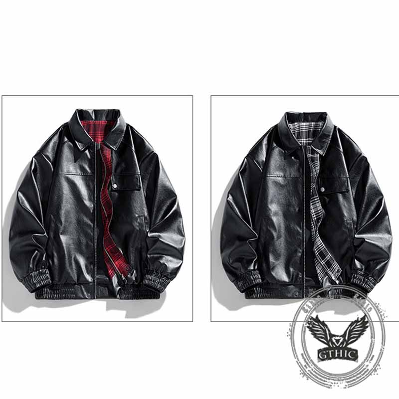 American Street PU Leather Loose Motorcycle Jacket 03 | Gthic.com