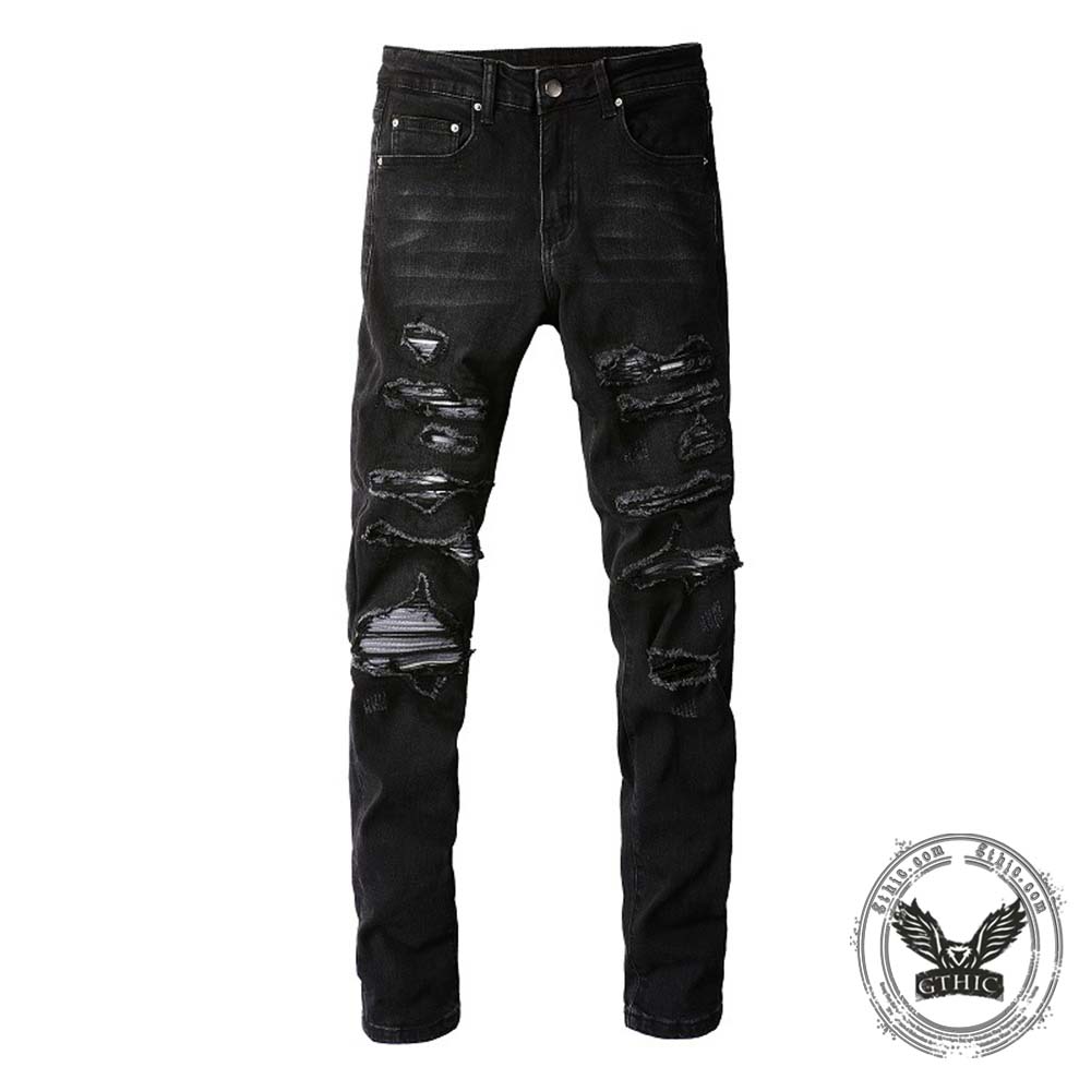 American Street Ripped Slim Fit Stretch Cotton Jeans | Gthic.com
