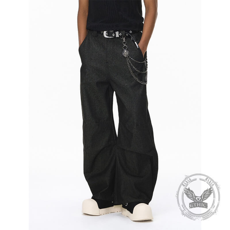 Pantalon Punk Homme en Coton Imprimé Crâne Patch