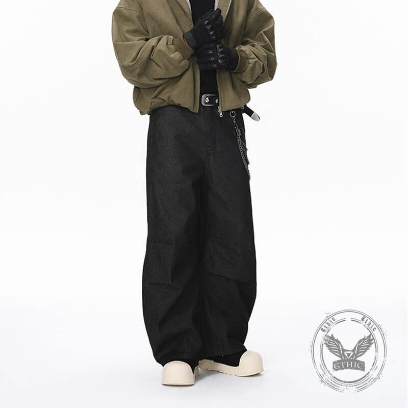 Pantalon Punk Homme en Coton Imprimé Crâne Patch