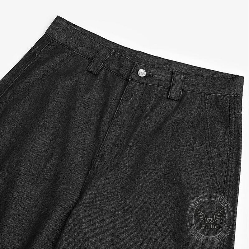 Pantalon Punk Homme en Coton Imprimé Crâne Patch