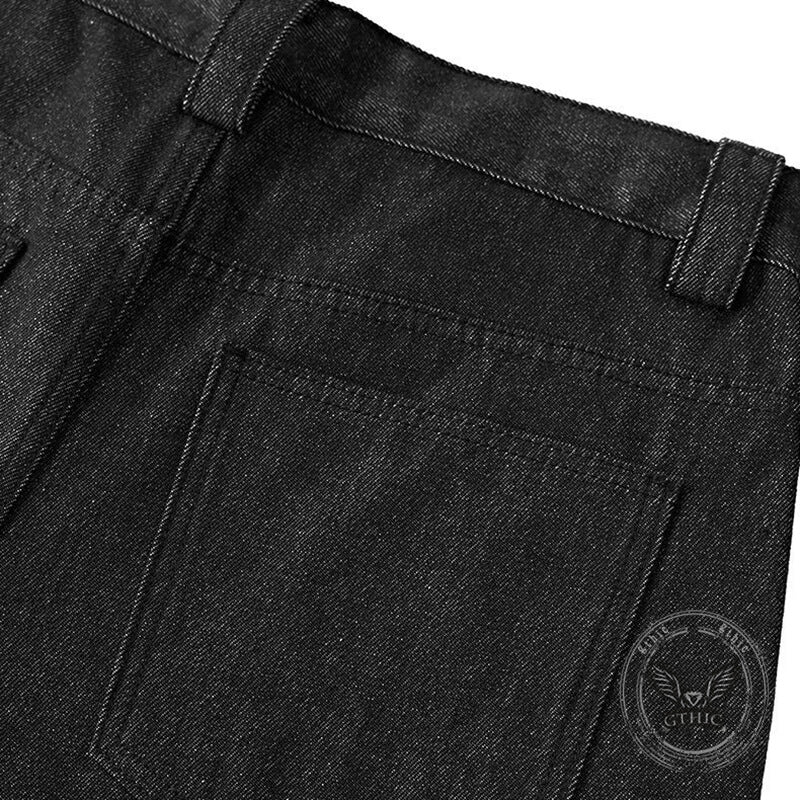 Pantalon Punk Homme en Coton Imprimé Crâne Patch